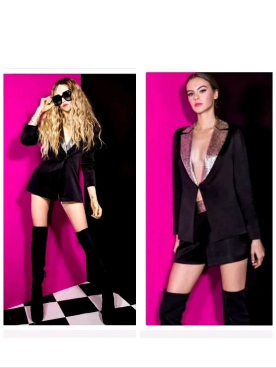 Alice + Olivia eve emblishment beaded Norch collar satin blazers Size 0 With Def - Picture 6 of 16